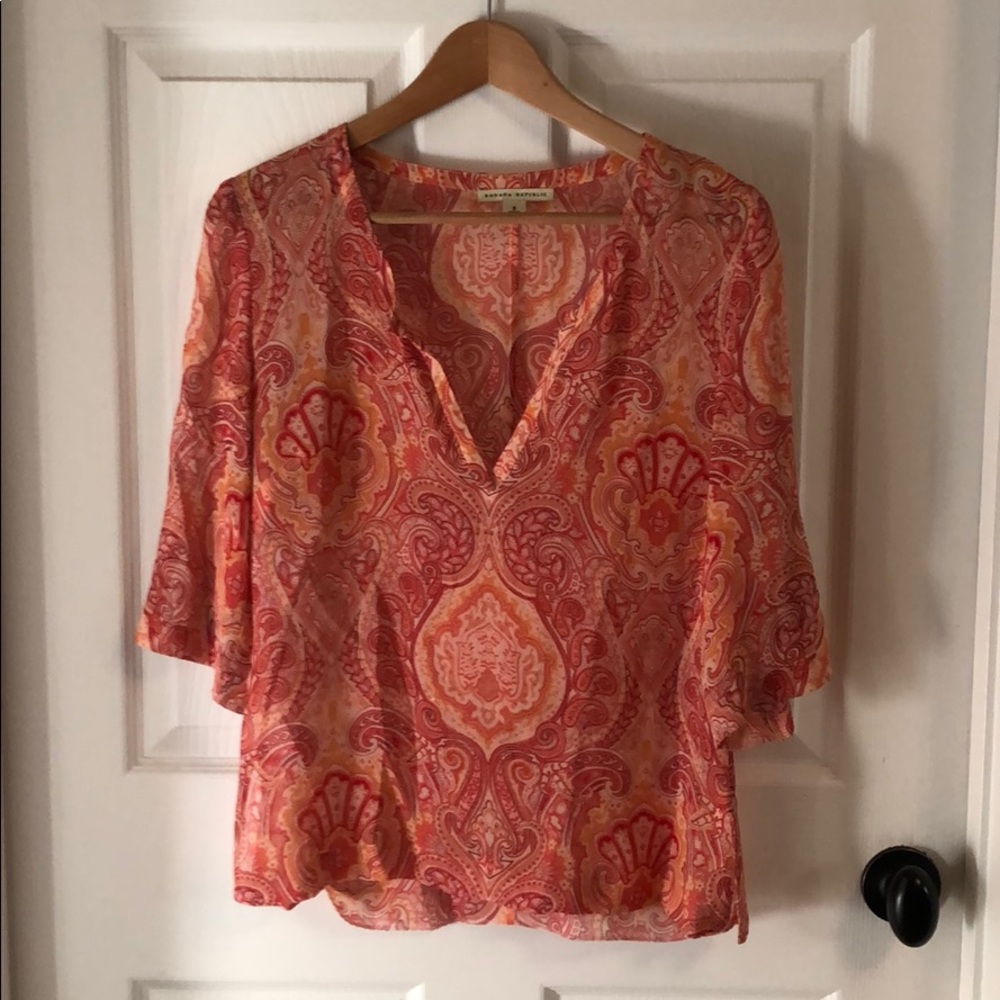 3/4 sleeve sheer spring blouse